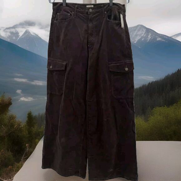 MOTHER The Undercover Cargo Wide Leg Corduroy Sneak in Mole Size 33 - Picture 4 of 5